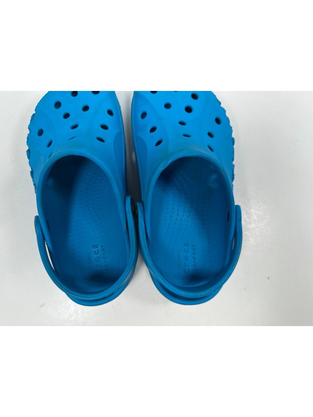 Crocs Baya Classic clogs Size 2 Little KID Sporty Slip On Shoes Blue Cutout Side - Picture 9 of 12